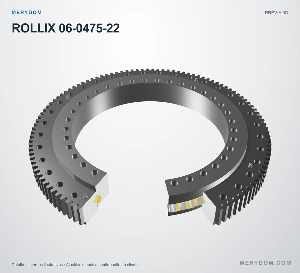 Prévia do modelo 3D do rolamento de giro de substituição MERYDOM para ROLLIX 06-0475-22.