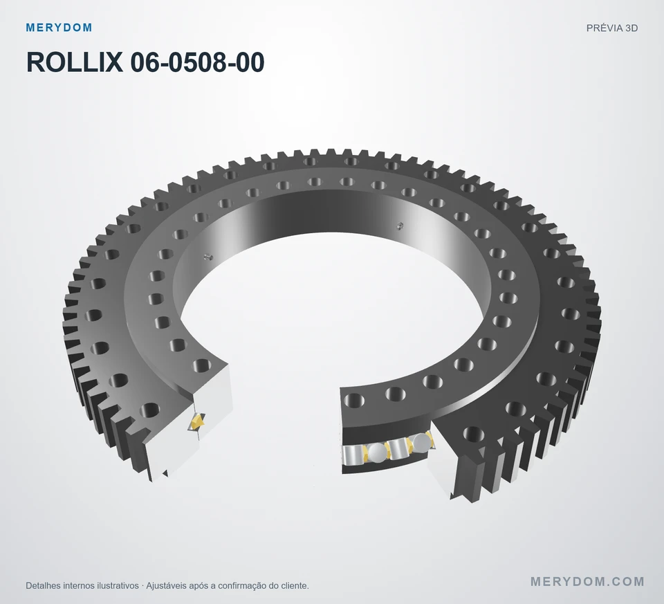 Prévia do modelo 3D do rolamento de giro de substituição MERYDOM para ROLLIX 06-0508-00.
