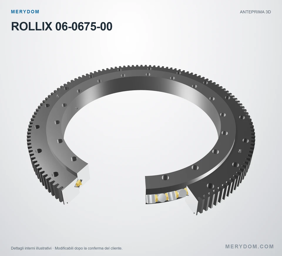 Anteprima del modello 3D del cuscinetto di rotazione sostitutivo MERYDOM per ROLLIX 06-0675-00.