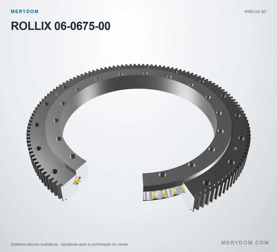 Prévia do modelo 3D do rolamento de giro de substituição MERYDOM para ROLLIX 06-0675-00.