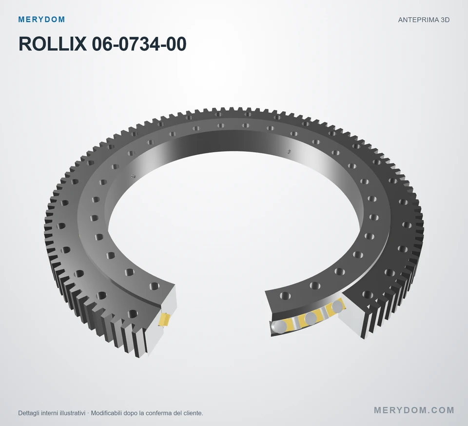 Anteprima del modello 3D del cuscinetto di rotazione sostitutivo MERYDOM per ROLLIX 06-0734-00.