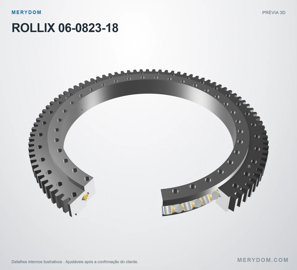 Prévia do modelo 3D do rolamento de giro de substituição MERYDOM para ROLLIX 06-0823-18.