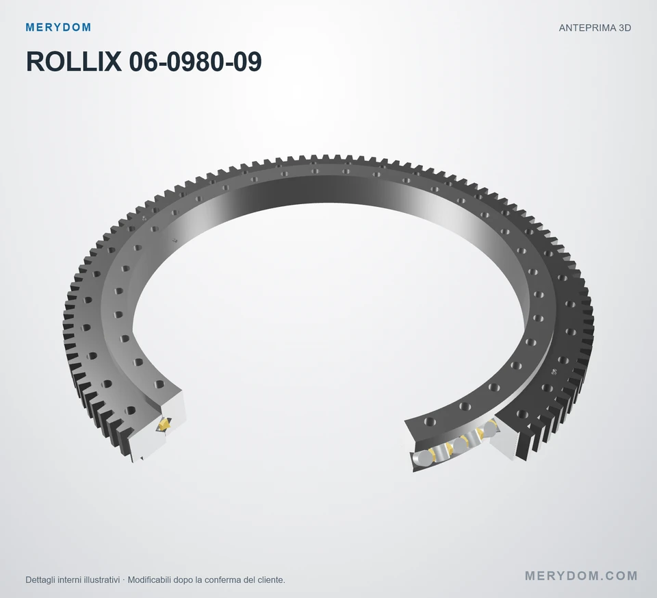 Anteprima del modello 3D del cuscinetto di rotazione sostitutivo MERYDOM per ROLLIX 06-0980-09.