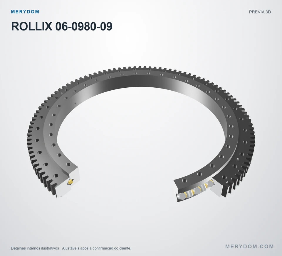 Prévia do modelo 3D do rolamento de giro de substituição MERYDOM para ROLLIX 06-0980-09.