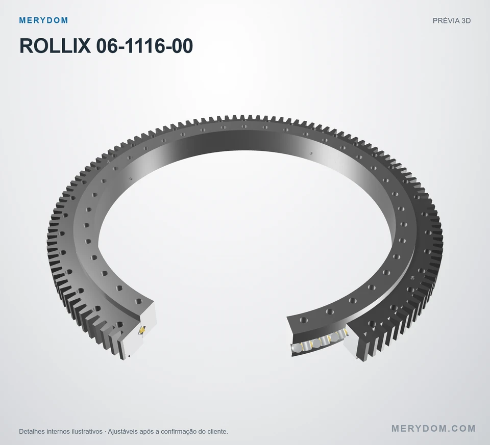 Prévia do modelo 3D do rolamento de giro de substituição MERYDOM para ROLLIX 06-1116-00.