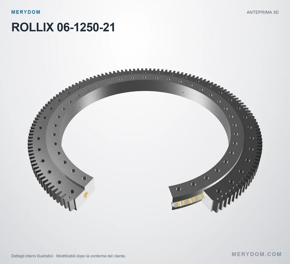 Anteprima del modello 3D del cuscinetto di rotazione sostitutivo MERYDOM per ROLLIX 06-1250-21.