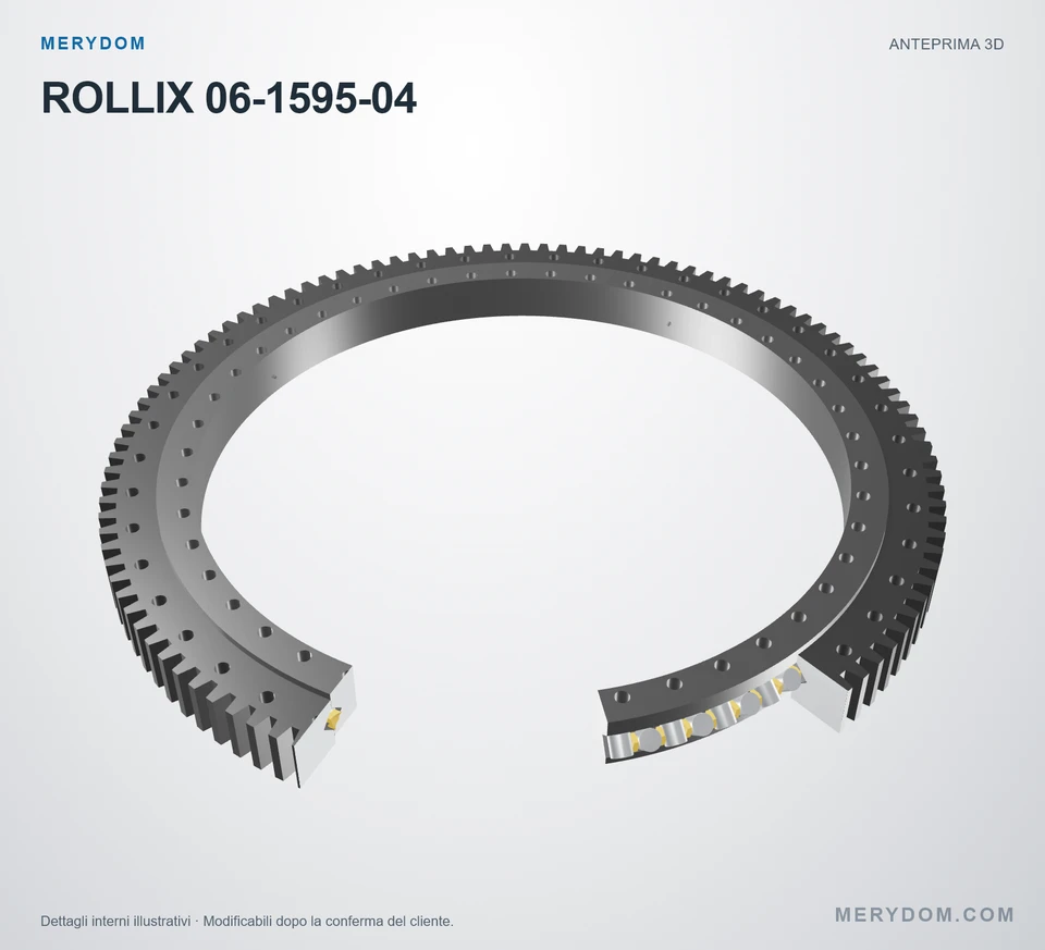 Anteprima del modello 3D del cuscinetto di rotazione sostitutivo MERYDOM per ROLLIX 06-1595-04.