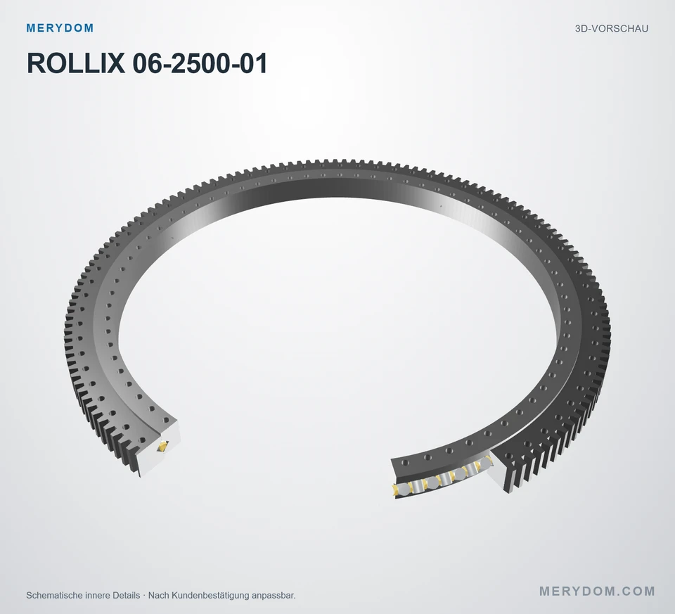 Vorschau des 3D-Modells des MERYDOM-Ersatzdrehkranzes für ROLLIX 06-2500-01.