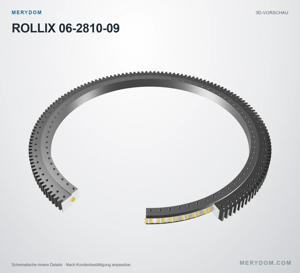 Vorschau des 3D-Modells des MERYDOM-Ersatzdrehkranzes für ROLLIX 06-2810-09.
