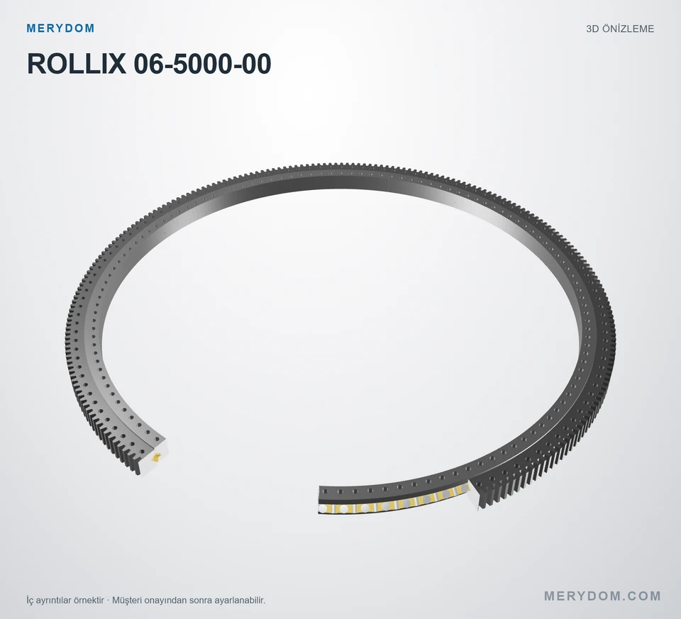 ROLLIX 06-5000-00 için MERYDOM muadil döner tabla rulmanının 3D model önizlemesi.