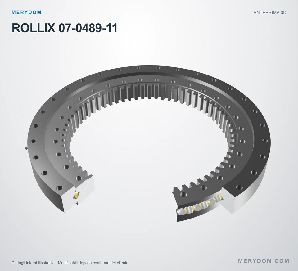 Anteprima del modello 3D del cuscinetto di rotazione sostitutivo MERYDOM per ROLLIX 07-0489-11.