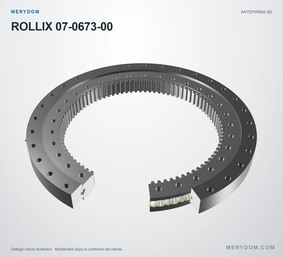 Anteprima del modello 3D del cuscinetto di rotazione sostitutivo MERYDOM per ROLLIX 07-0673-00.