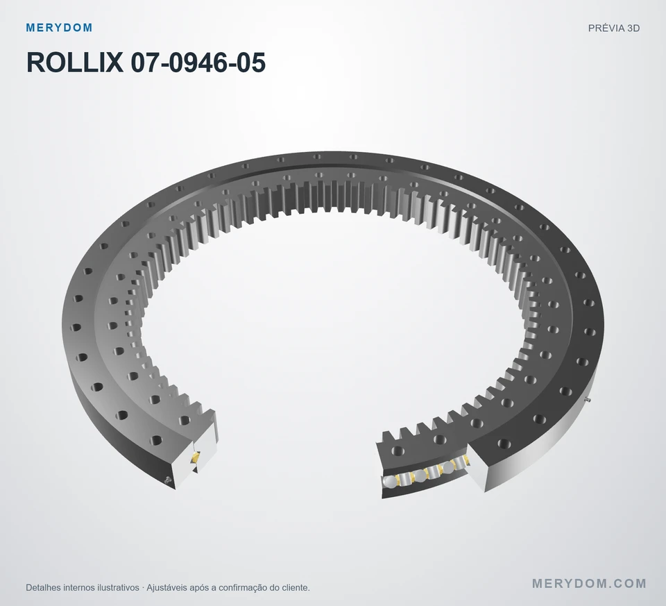 Prévia do modelo 3D do rolamento de giro de substituição MERYDOM para ROLLIX 07-0946-05.
