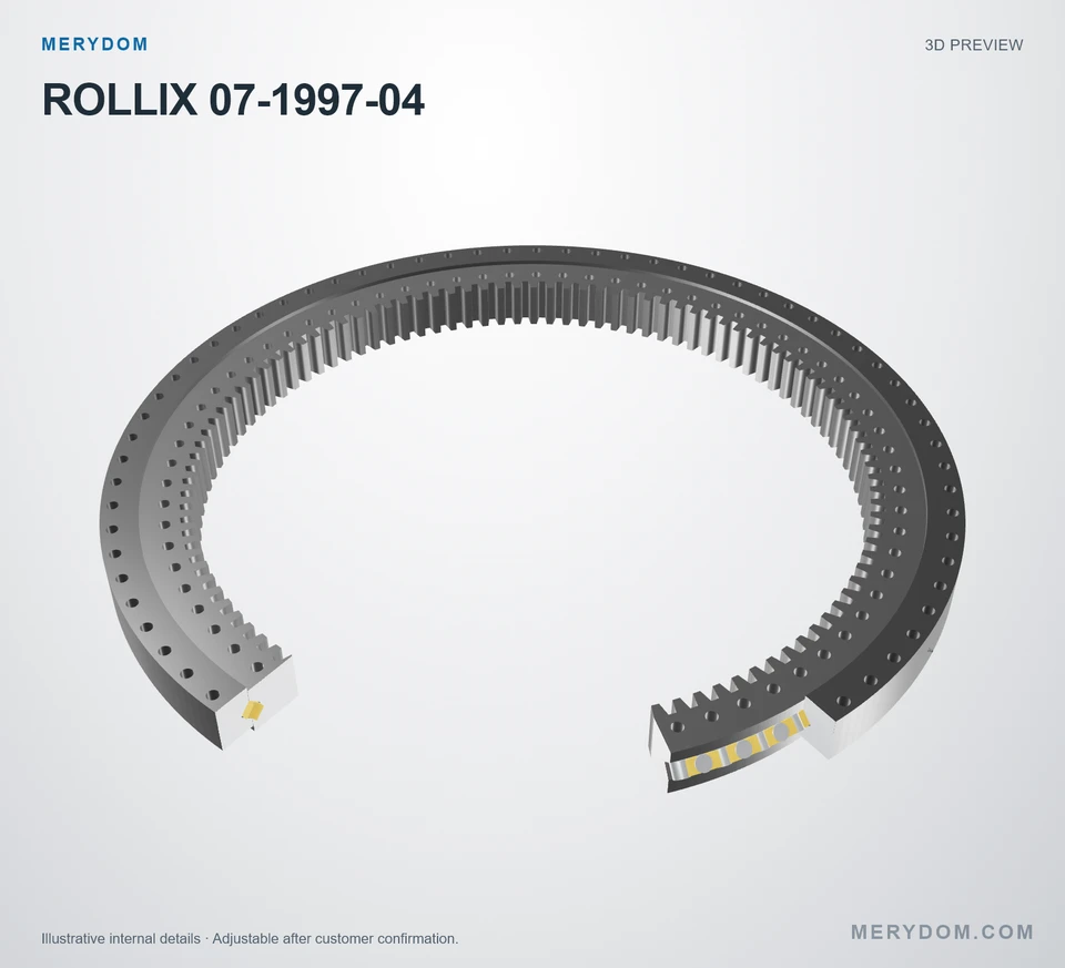 3D model preview of the MERYDOM replacement slewing bearing for ROLLIX 07-1997-04.