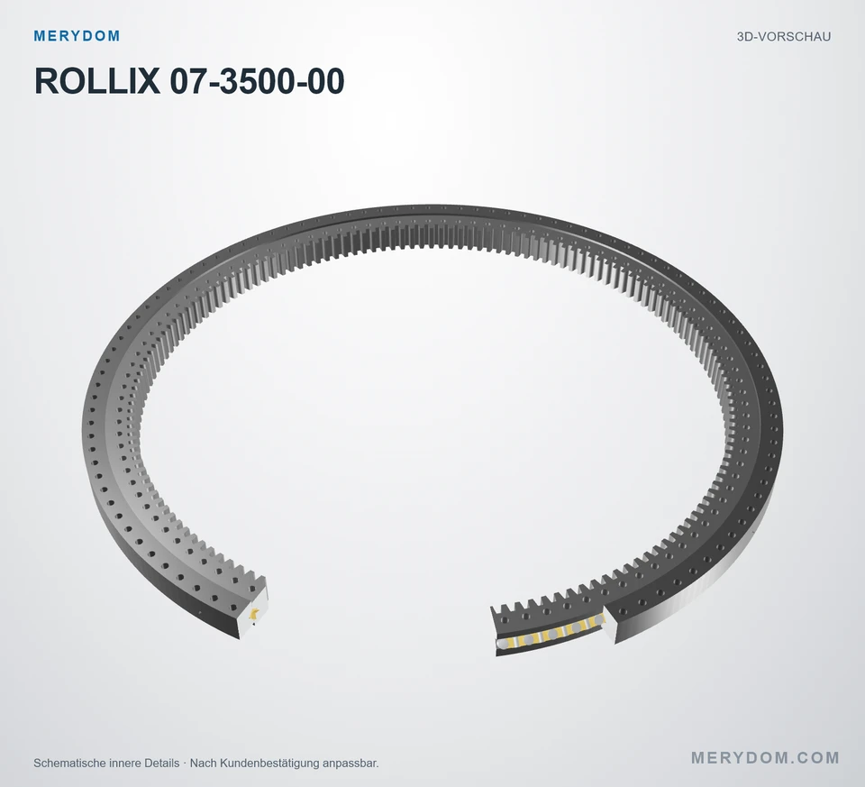 Vorschau des 3D-Modells des MERYDOM-Ersatzdrehkranzes für ROLLIX 07-3500-00.