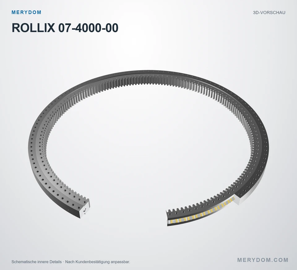 Vorschau des 3D-Modells des MERYDOM-Ersatzdrehkranzes für ROLLIX 07-4000-00.