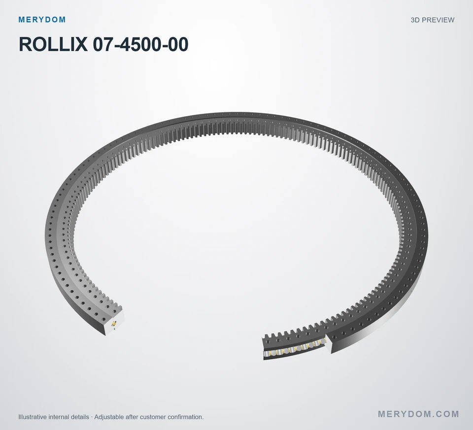3D model preview of the MERYDOM replacement slewing bearing for ROLLIX 07-4500-00.