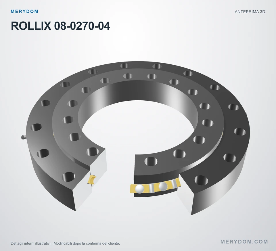 Anteprima del modello 3D del cuscinetto di rotazione sostitutivo MERYDOM per ROLLIX 08-0270-04.