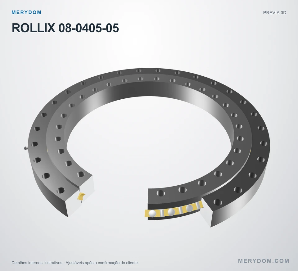 Prévia do modelo 3D do rolamento de giro de substituição MERYDOM para ROLLIX 08-0405-05.