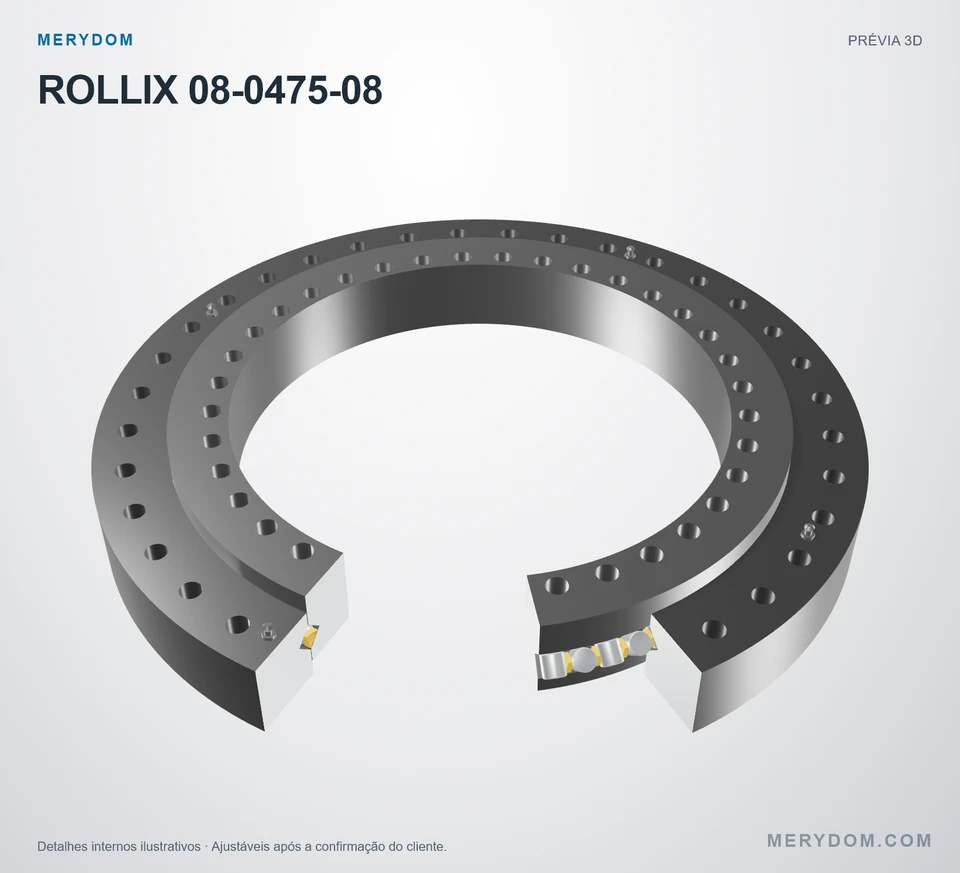Prévia do modelo 3D do rolamento de giro de substituição MERYDOM para ROLLIX 08-0475-08.