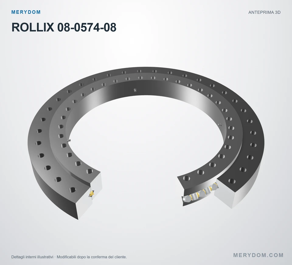 Anteprima del modello 3D del cuscinetto di rotazione sostitutivo MERYDOM per ROLLIX 08-0574-08.