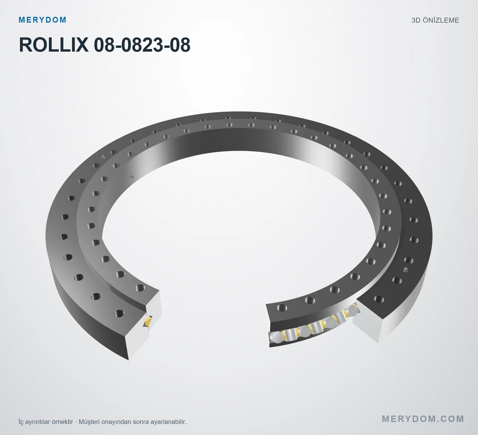 ROLLIX 08-0823-08 için MERYDOM muadil döner tabla rulmanının 3D model önizlemesi.