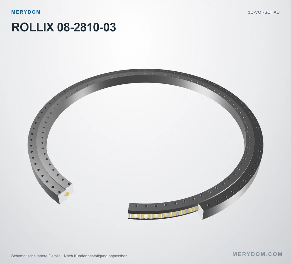 Vorschau des 3D-Modells des MERYDOM-Ersatzdrehkranzes für ROLLIX 08-2810-03.