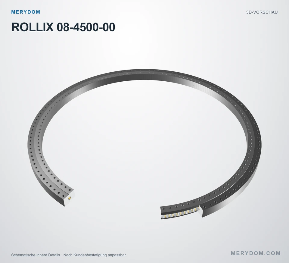 Vorschau des 3D-Modells des MERYDOM-Ersatzdrehkranzes für ROLLIX 08-4500-00.
