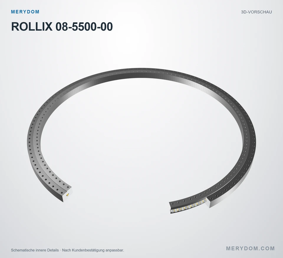 Vorschau des 3D-Modells des MERYDOM-Ersatzdrehkranzes für ROLLIX 08-5500-00.