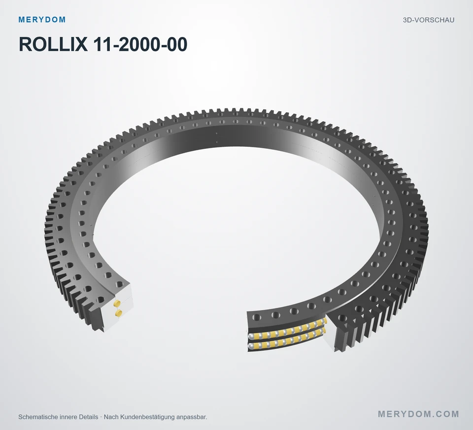 Vorschau des 3D-Modells des MERYDOM-Ersatzdrehkranzes für ROLLIX 11-2000-00.