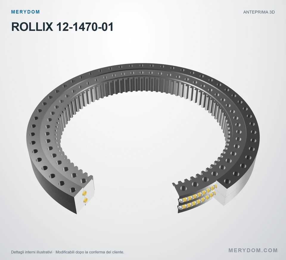 Anteprima del modello 3D del cuscinetto di rotazione sostitutivo MERYDOM per ROLLIX 12-1470-01.