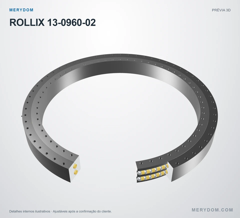 Prévia do modelo 3D do rolamento de giro de substituição MERYDOM para ROLLIX 13-0960-02.