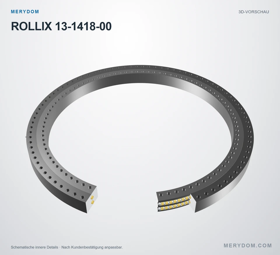 Vorschau des 3D-Modells des MERYDOM-Ersatzdrehkranzes für ROLLIX 13-1418-00.