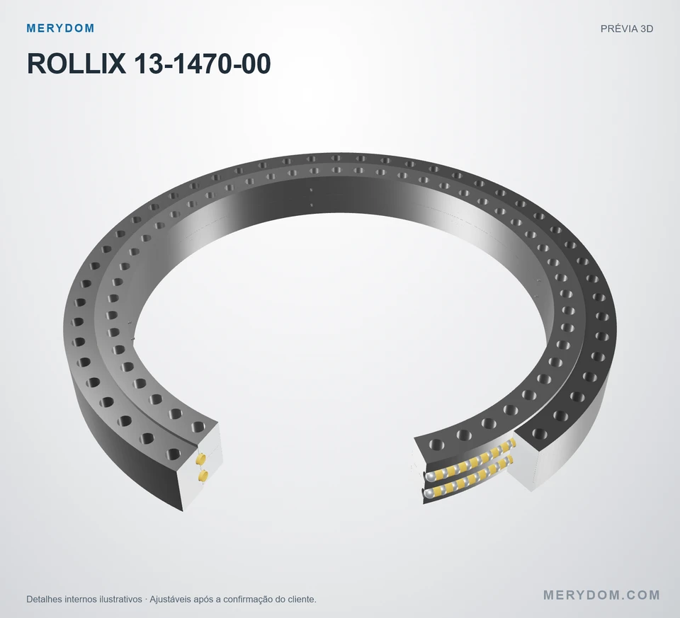 Prévia do modelo 3D do rolamento de giro de substituição MERYDOM para ROLLIX 13-1470-00.