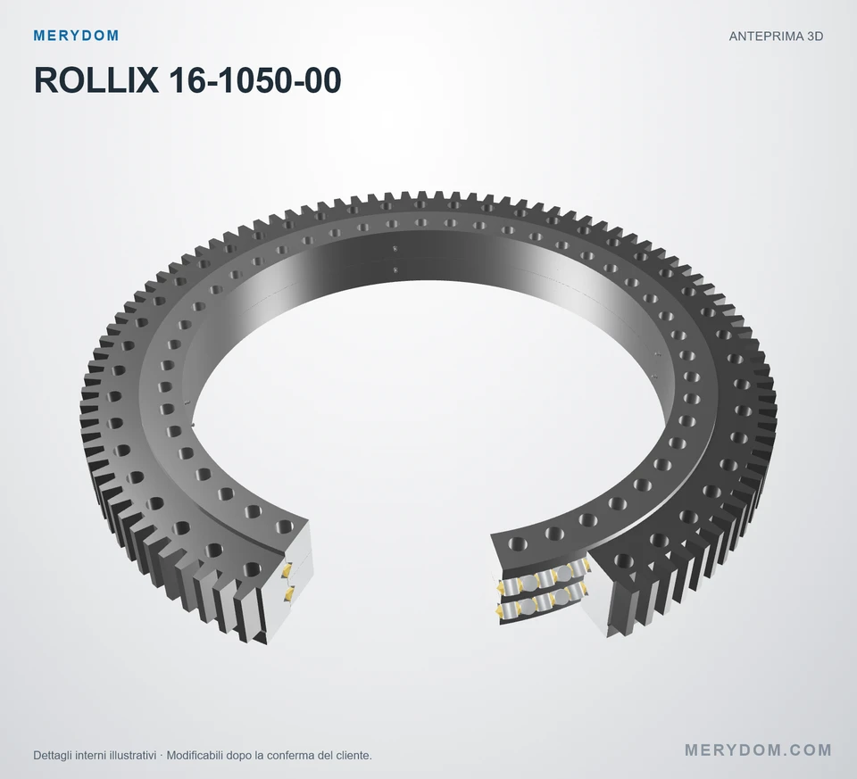 Anteprima del modello 3D del cuscinetto di rotazione sostitutivo MERYDOM per ROLLIX 16-1050-00.