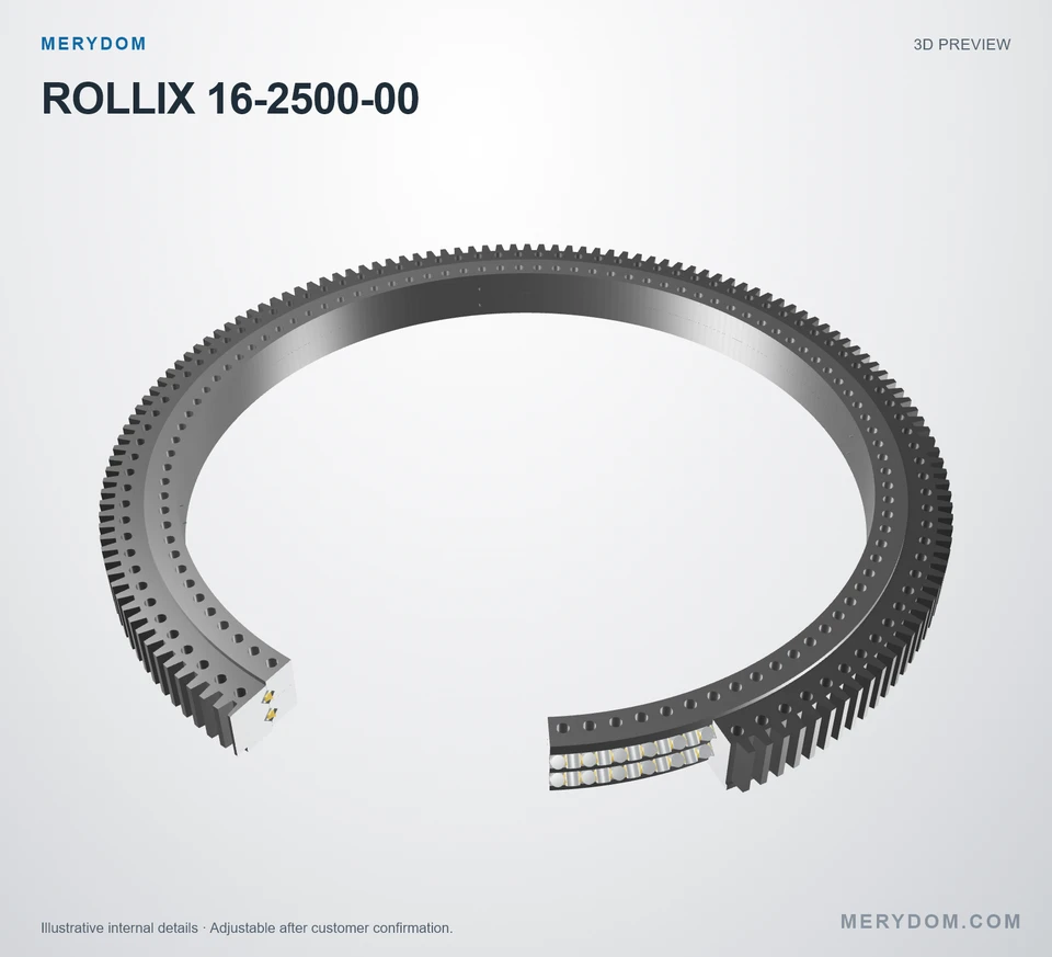 3D model preview of the MERYDOM replacement slewing bearing for ROLLIX 16-2500-00.