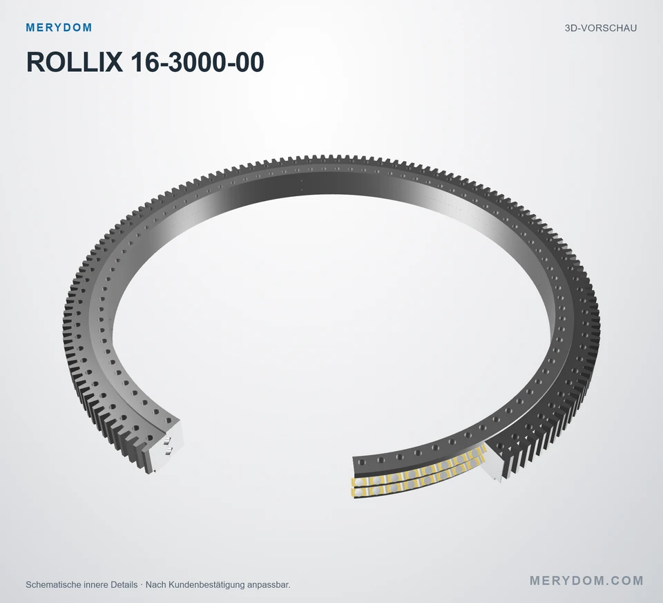 Vorschau des 3D-Modells des MERYDOM-Ersatzdrehkranzes für ROLLIX 16-3000-00.