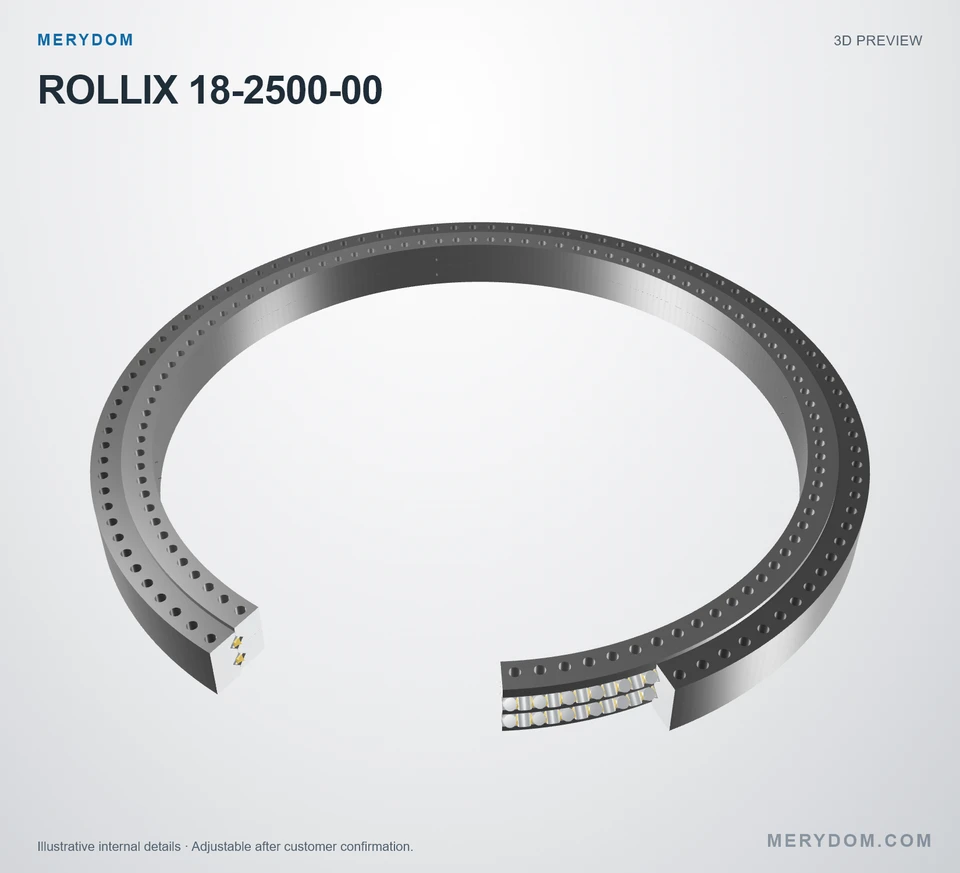 3D model preview of the MERYDOM replacement slewing bearing for ROLLIX 18-2500-00.