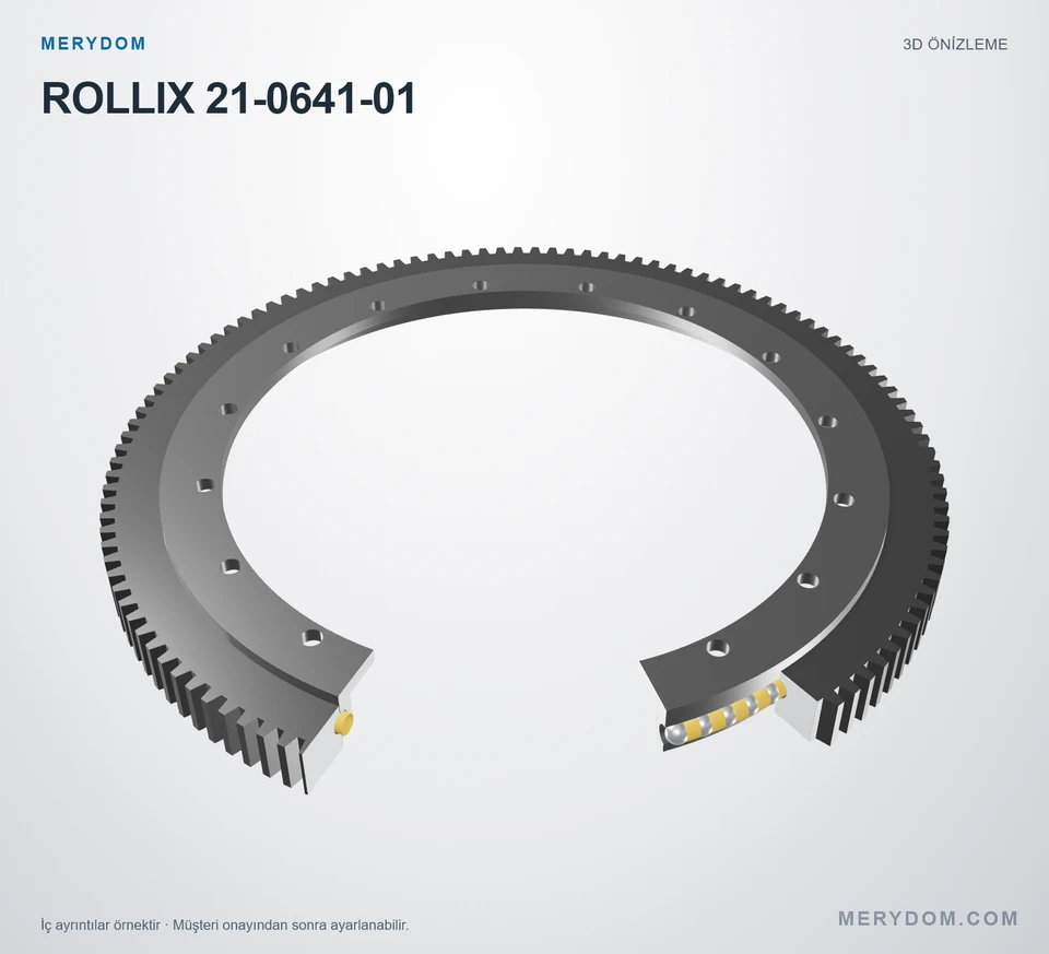 ROLLIX 21-0641-01 için MERYDOM muadil döner tabla rulmanının 3D model önizlemesi.