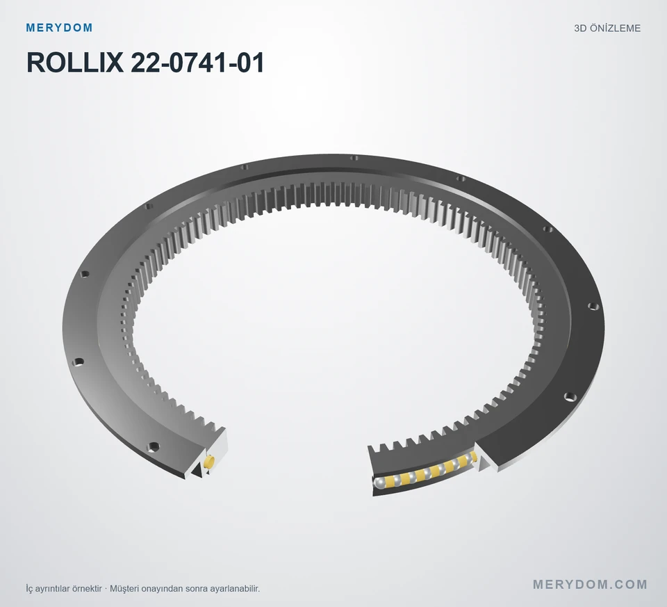ROLLIX 22-0741-01 için MERYDOM muadil döner tabla rulmanının 3D model önizlemesi.