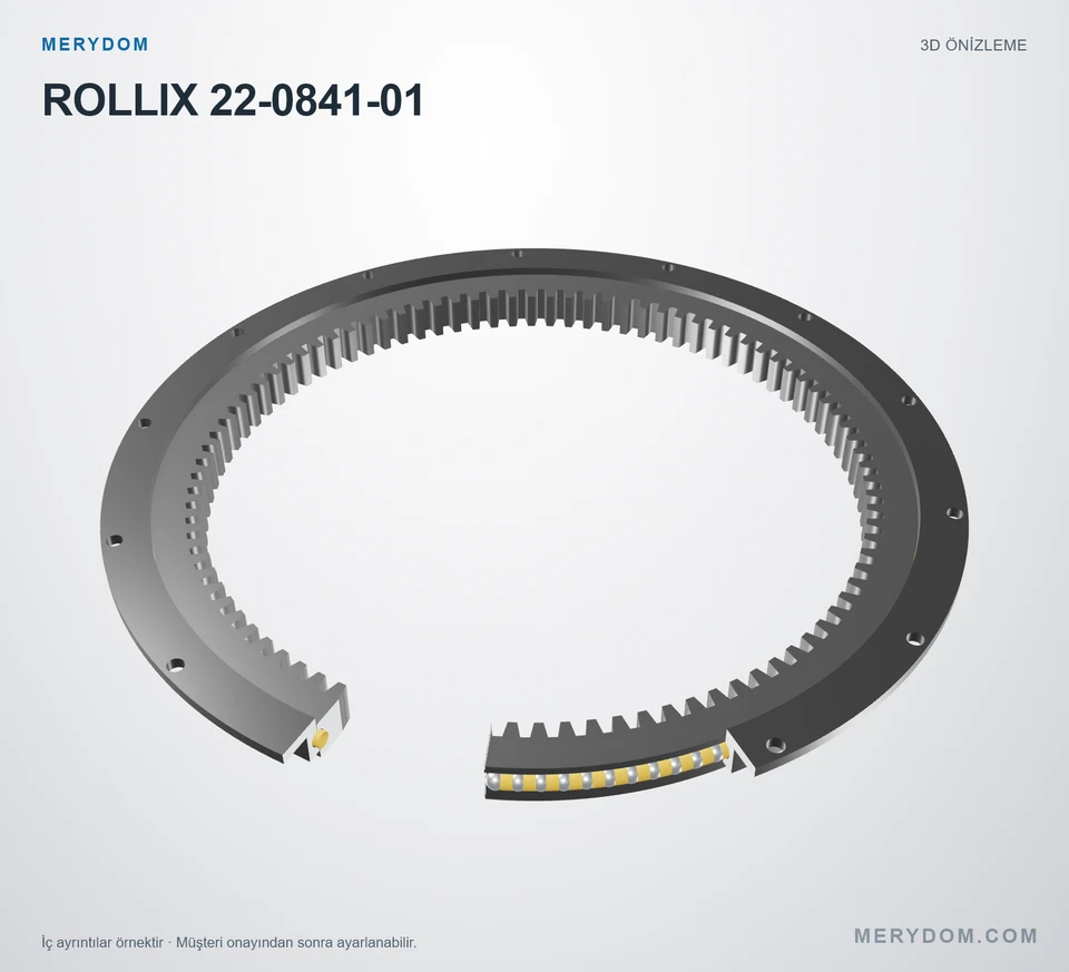 ROLLIX 22-0841-01 için MERYDOM muadil döner tabla rulmanının 3D model önizlemesi.