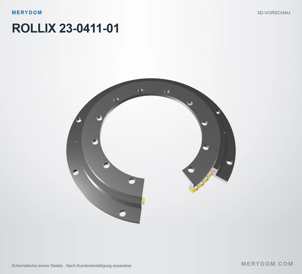 Vorschau des 3D-Modells des MERYDOM-Ersatzdrehkranzes für ROLLIX 23-0411-01.