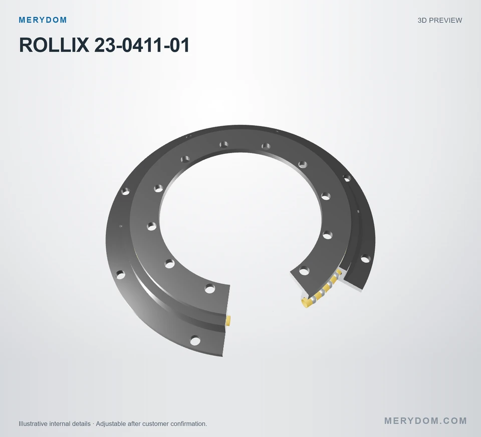 3D model preview of the MERYDOM replacement slewing bearing for ROLLIX 23-0411-01.