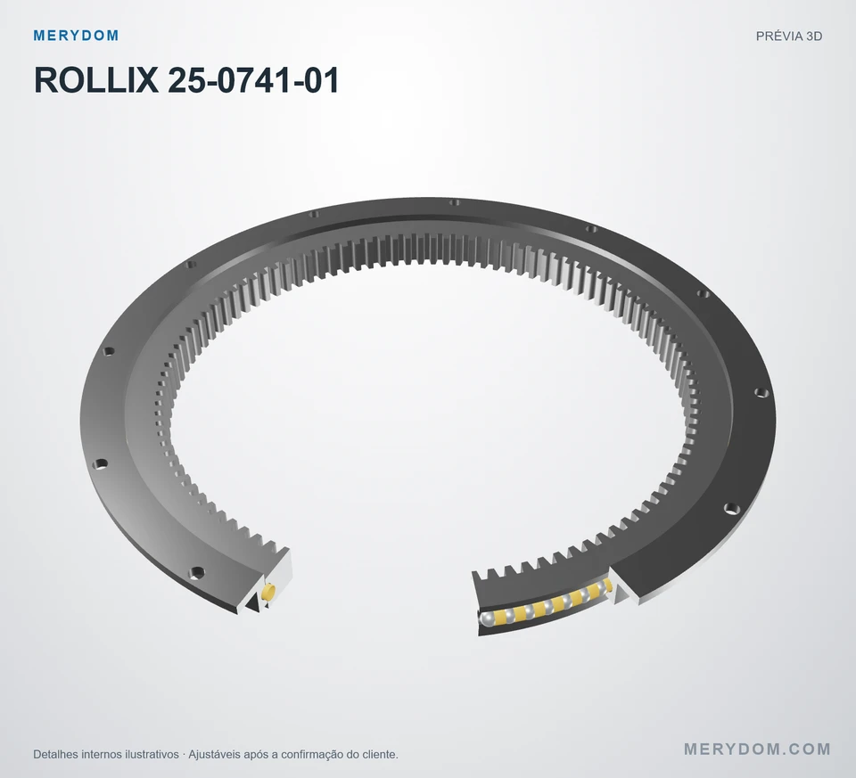 Prévia do modelo 3D do rolamento de giro de substituição MERYDOM para ROLLIX 25-0741-01.