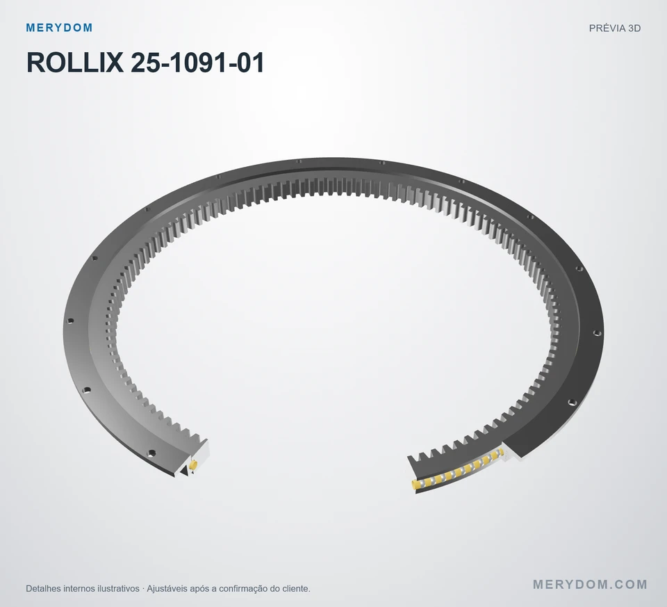 Prévia do modelo 3D do rolamento de giro de substituição MERYDOM para ROLLIX 25-1091-01.