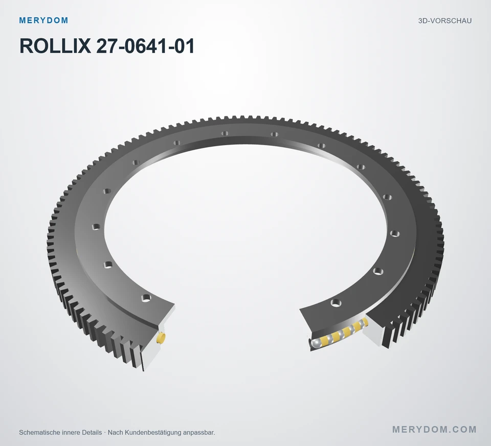 Vorschau des 3D-Modells des MERYDOM-Ersatzdrehkranzes für ROLLIX 27-0641-01.
