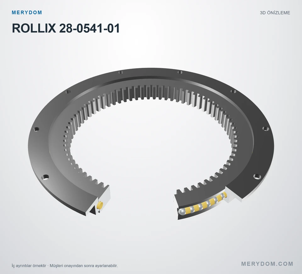 ROLLIX 28-0541-01 için MERYDOM muadil döner tabla rulmanının 3D model önizlemesi.