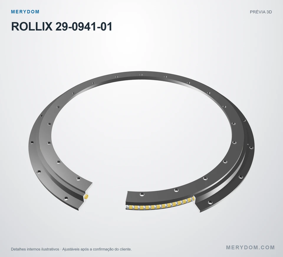 Prévia do modelo 3D do rolamento de giro de substituição MERYDOM para ROLLIX 29-0941-01.