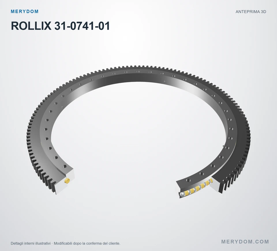Anteprima del modello 3D del cuscinetto di rotazione sostitutivo MERYDOM per ROLLIX 31-0741-01.