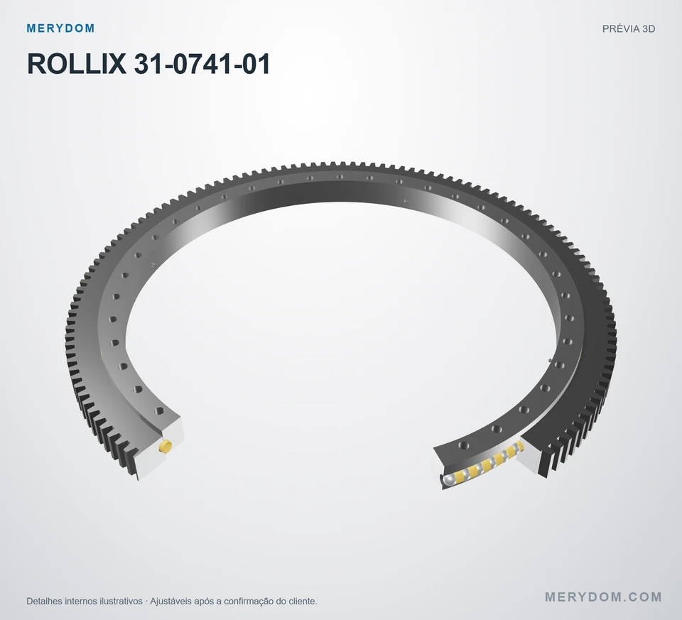 Prévia do modelo 3D do rolamento de giro de substituição MERYDOM para ROLLIX 31-0741-01.